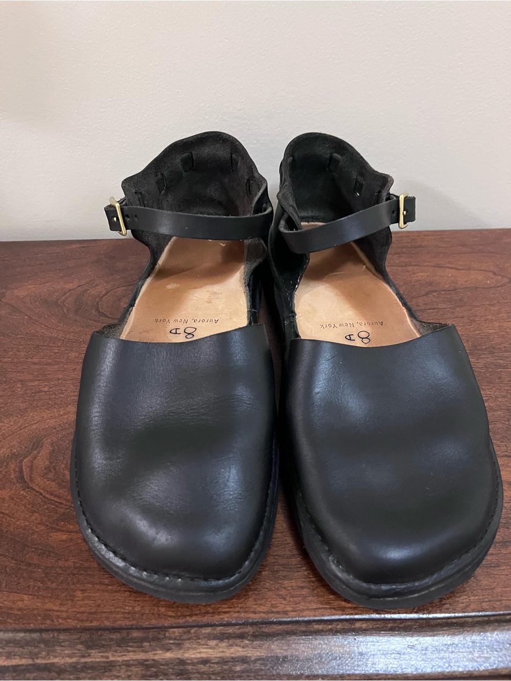 AURORA Black Mary Jane Leather Ankle Strap Shoes US 8D - Picture 10 of 17